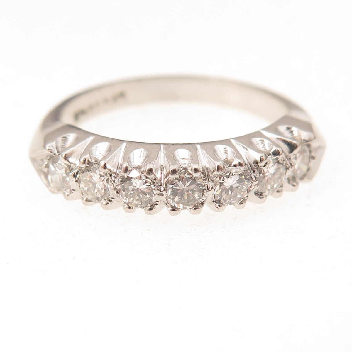 Platinum Antique Art Deco Real Round-Cut Diamond Ring Size 7