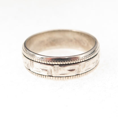 925 Sterling Silver Vintage Maze Rotating Oxidized Band Ring Size 7.5