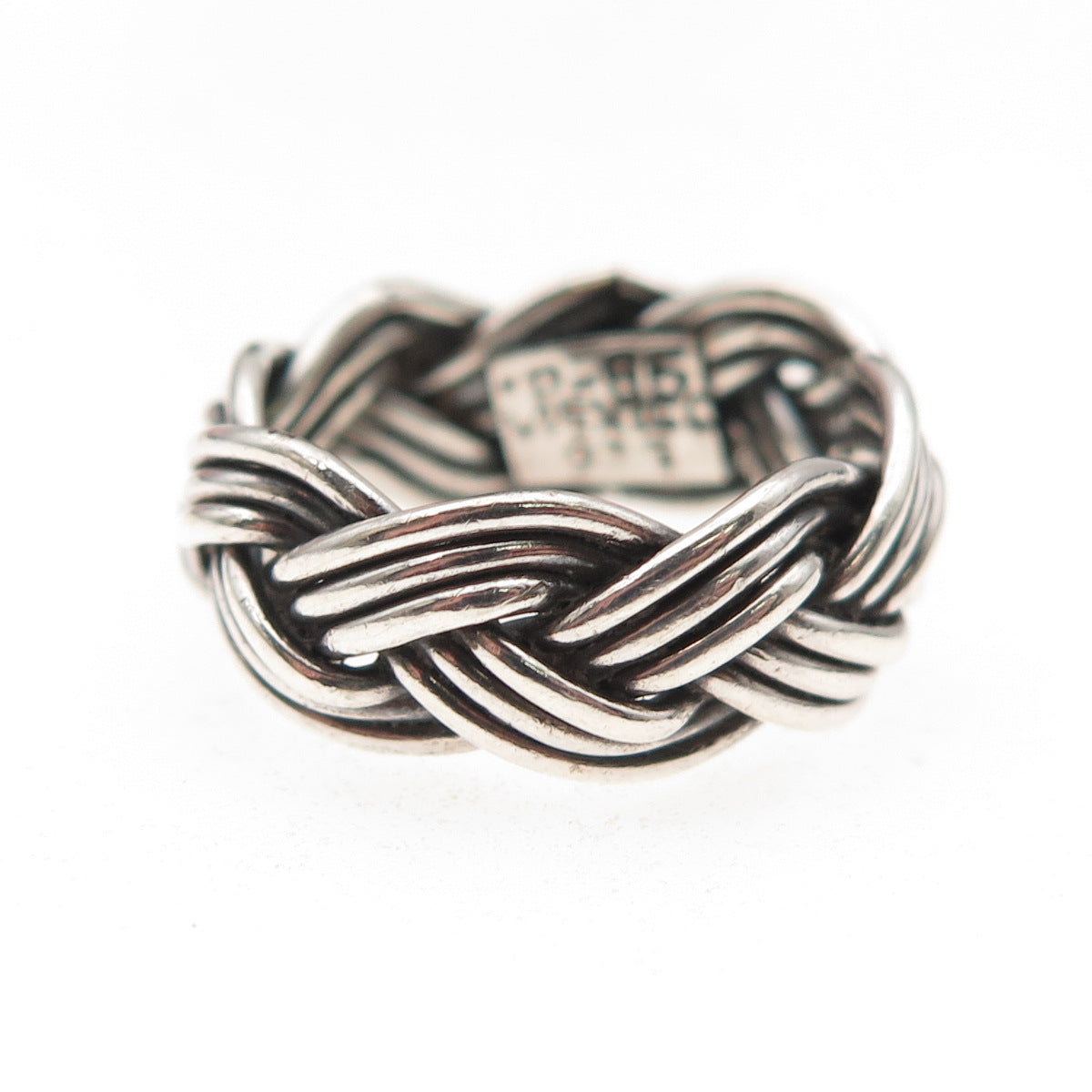 925 Sterling Silver Vintage Mexico Braided Oxidized Band Ring Size 6
