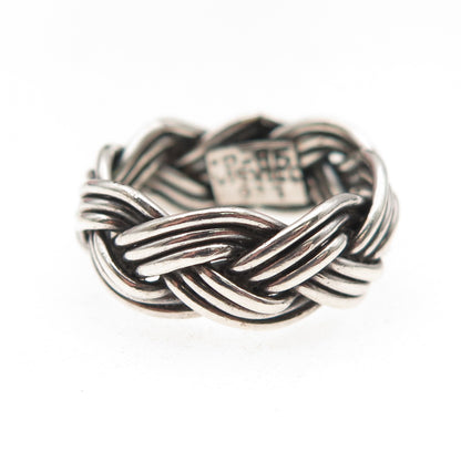 925 Sterling Silver Vintage Mexico Braided Oxidized Band Ring Size 6