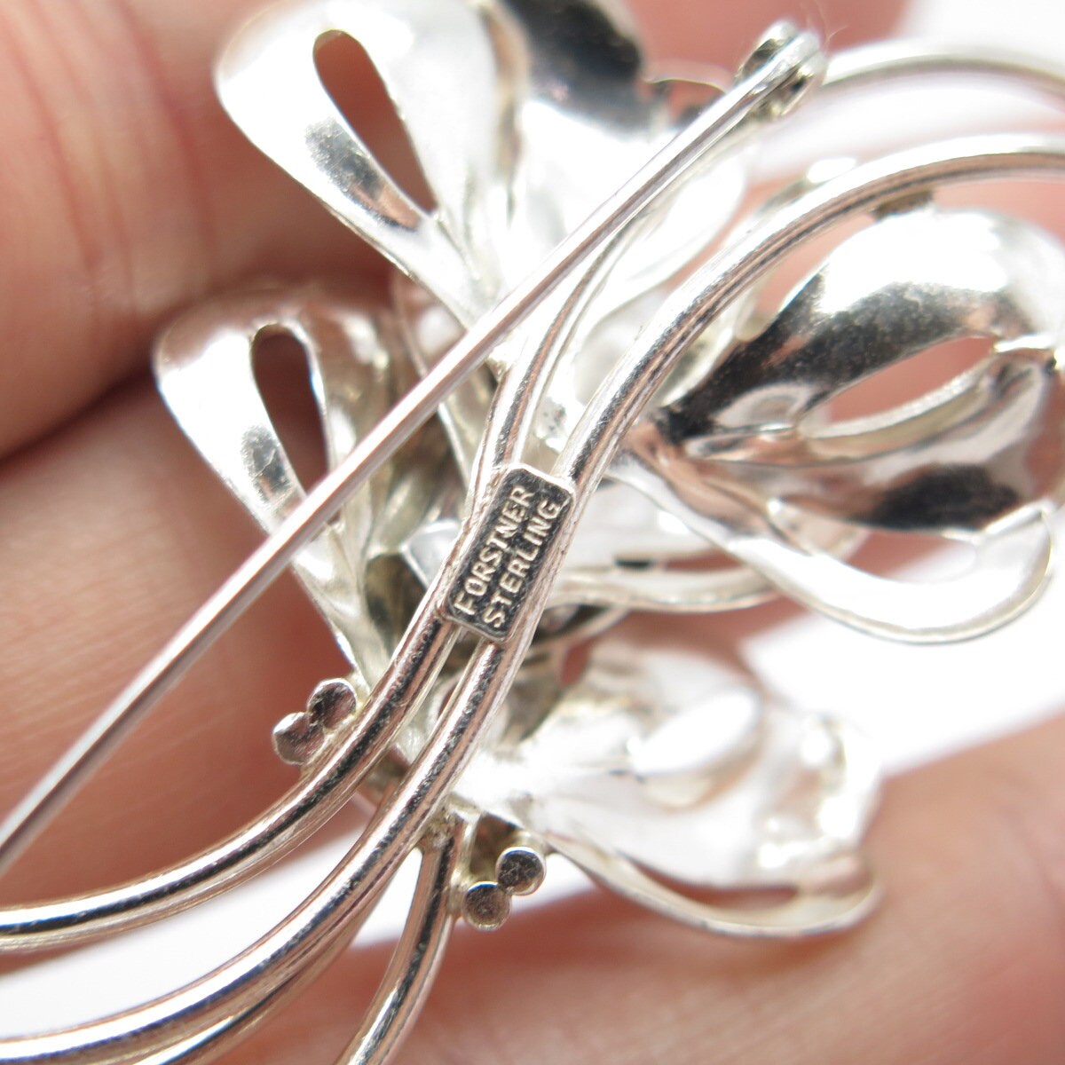 925 Sterling Silver Vintage Forstner Floral Pin Brooch