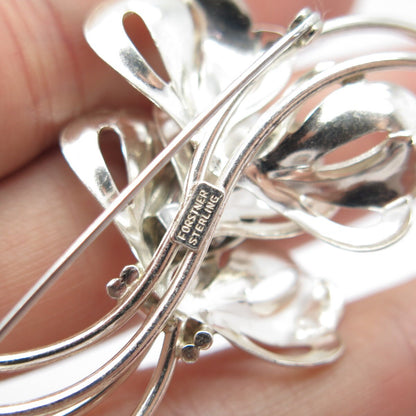 925 Sterling Silver Vintage Forstner Floral Pin Brooch