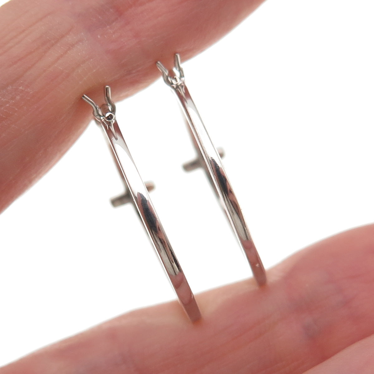 Sun 925 Sterling Silver 10K Gold Real Round-Cut Diamond Cross Hoop Earrings