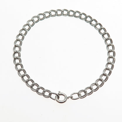 925 Sterling Silver Vintage Double Curb Link Bracelet 7"