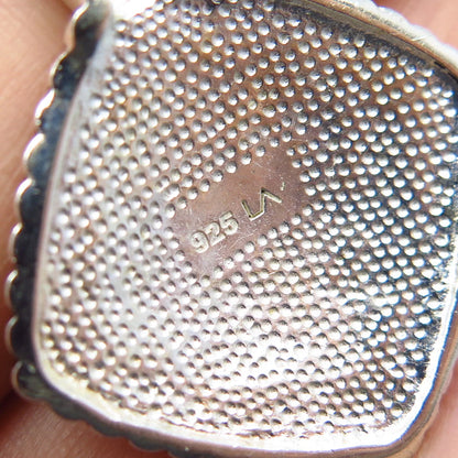 925 Sterling Silver Vintage Enamel Ornate Slide Pendant