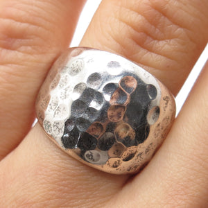 925 Sterling Silver Vintage CII Mexico Modernist Hammered Ring Size 8
