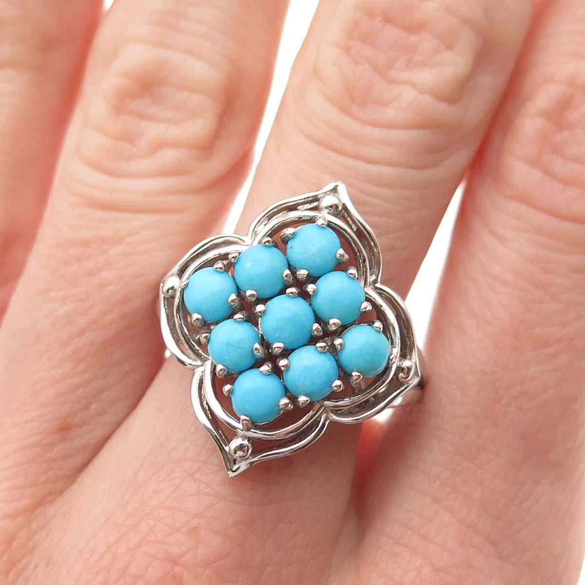 Chuck Clemency 925 Sterling Silver Real Sleeping Beauty Turquoise Ring Size 8.25
