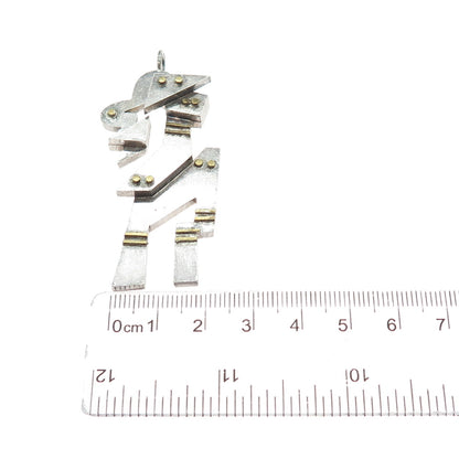 925 Sterling Silver 2-Tone Vintage Modernist Abstract Man Charm Pendant