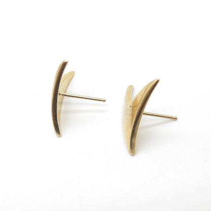 925 Sterling Silver Gold Plated Vintage Ciani Check Mark Earrings