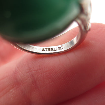 925 Sterling Antique Real Agate & Rhinestone Ring Size 2.5 (missing 1 stone)
