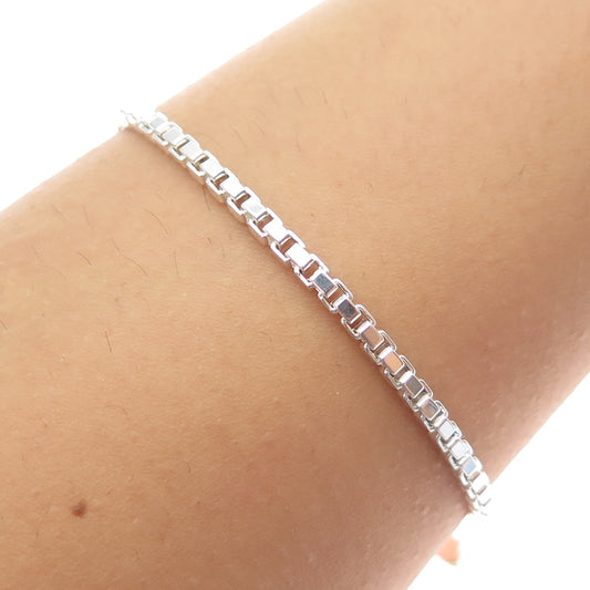 925 Sterling Silver Vintage Italy Box Link Bracelet 6.75"