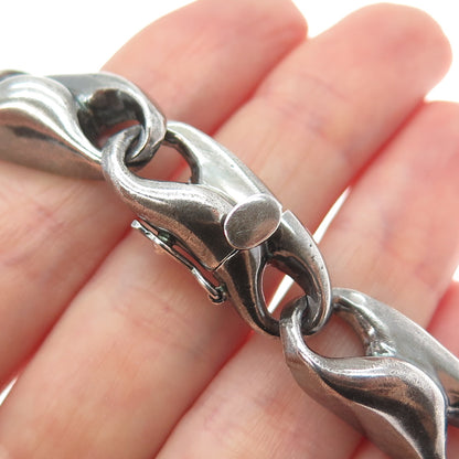 KRYPELL 925 Sterling Silver Vintage Modernist Anchor Link Oxidized Bracelet 6.5"