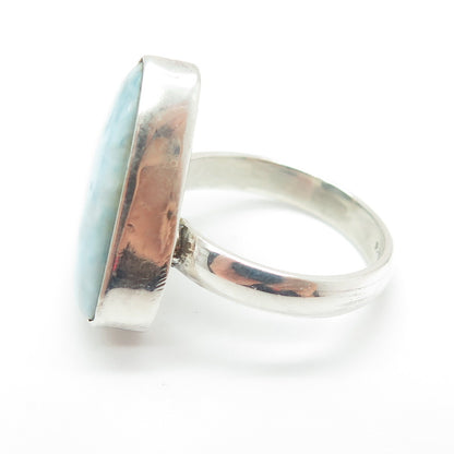 925 Sterling Silver Vintage Real Larimar Gemstone Ring Size 8