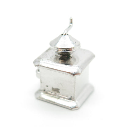 925 Sterling Silver Antique Art Deco Coffee Grinder 3D Charm Pendant