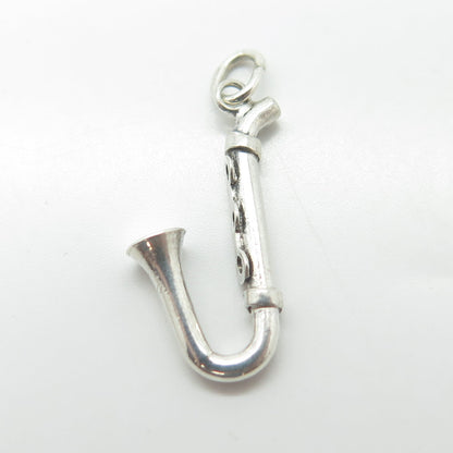 925 Sterling Silver Vintage Saxophone Musical Instrument Charm Pendant