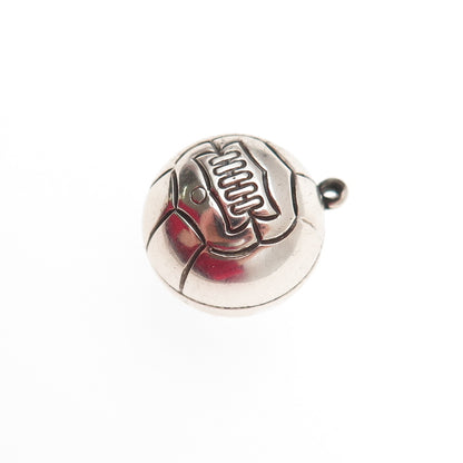 925 Sterling Silver Vintage Basketball Ball Oxidized 3D Mini Charm Pendant