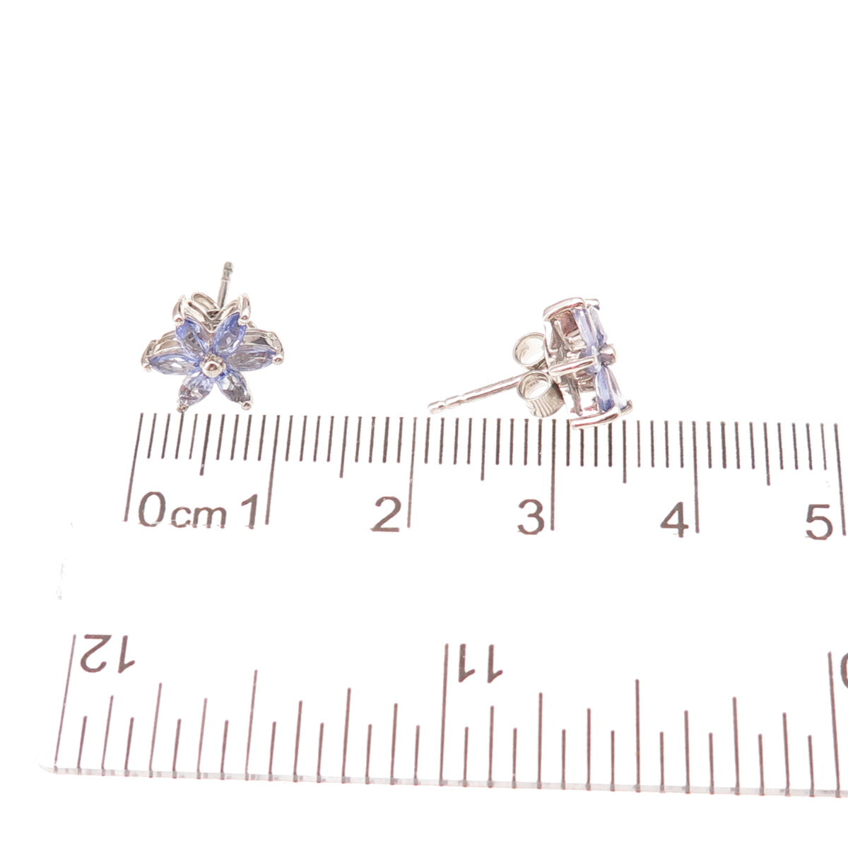 Chuck Clemency 925 Sterling Silver Real Marquise-Cut Tanzanite Stud Earrings
