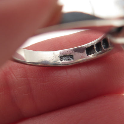 925 Sterling Silver Vintage Real Ruby Modernist Oxidized Ring Size 6.75
