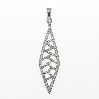 925 Sterling Silver Round-Cut C Z Zig Zag Sparkle Pendant
