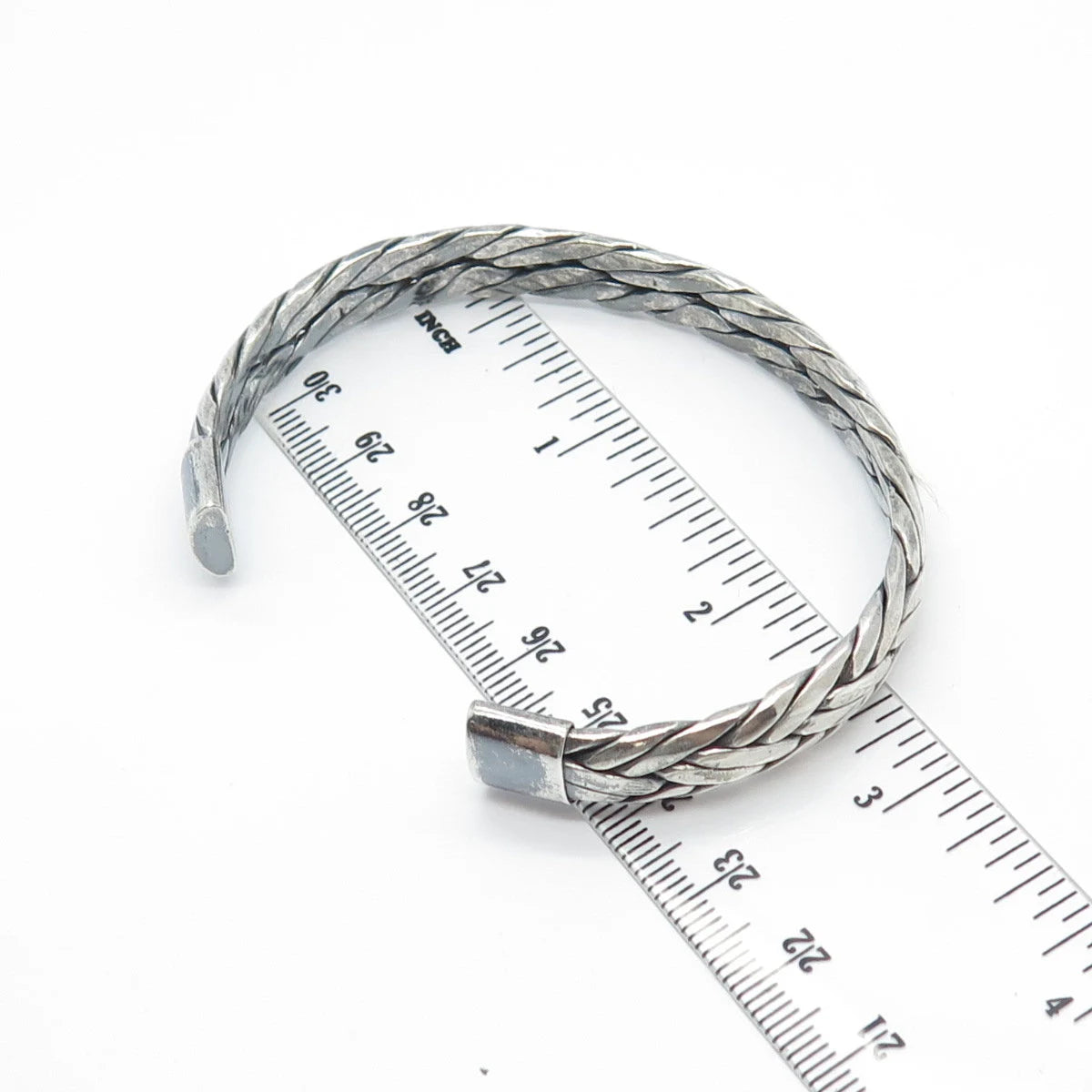 925 Sterling Silver Vintage Wheat Adjustable Cuff Bracelet 7.5”