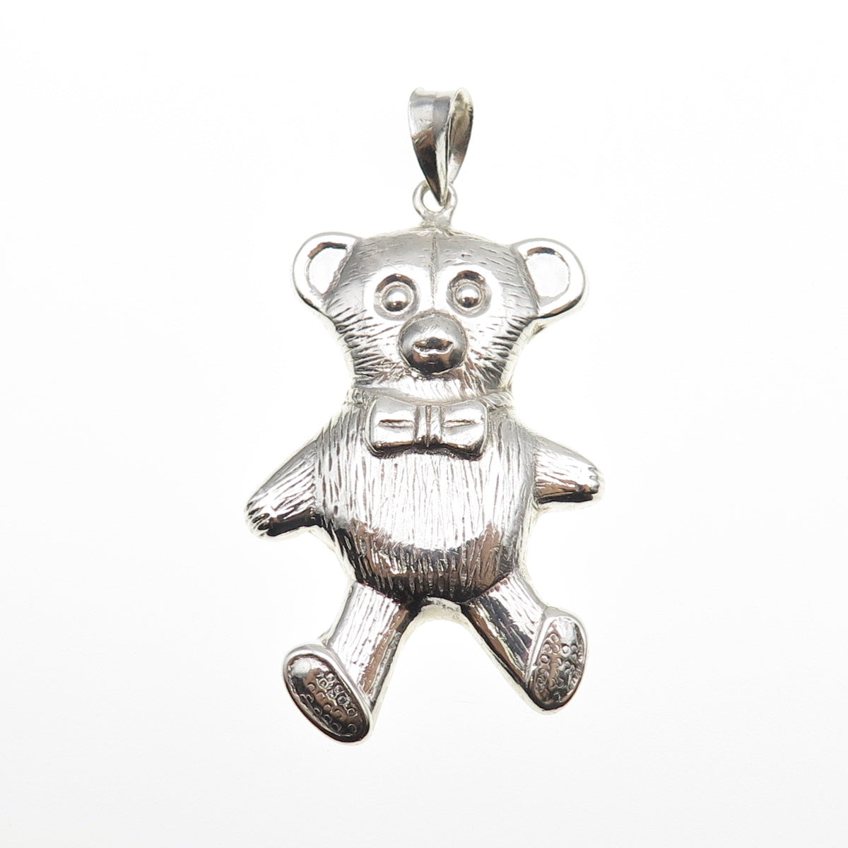 925 Sterling Silver Vintage Teddy Bear Oxidized Pendant