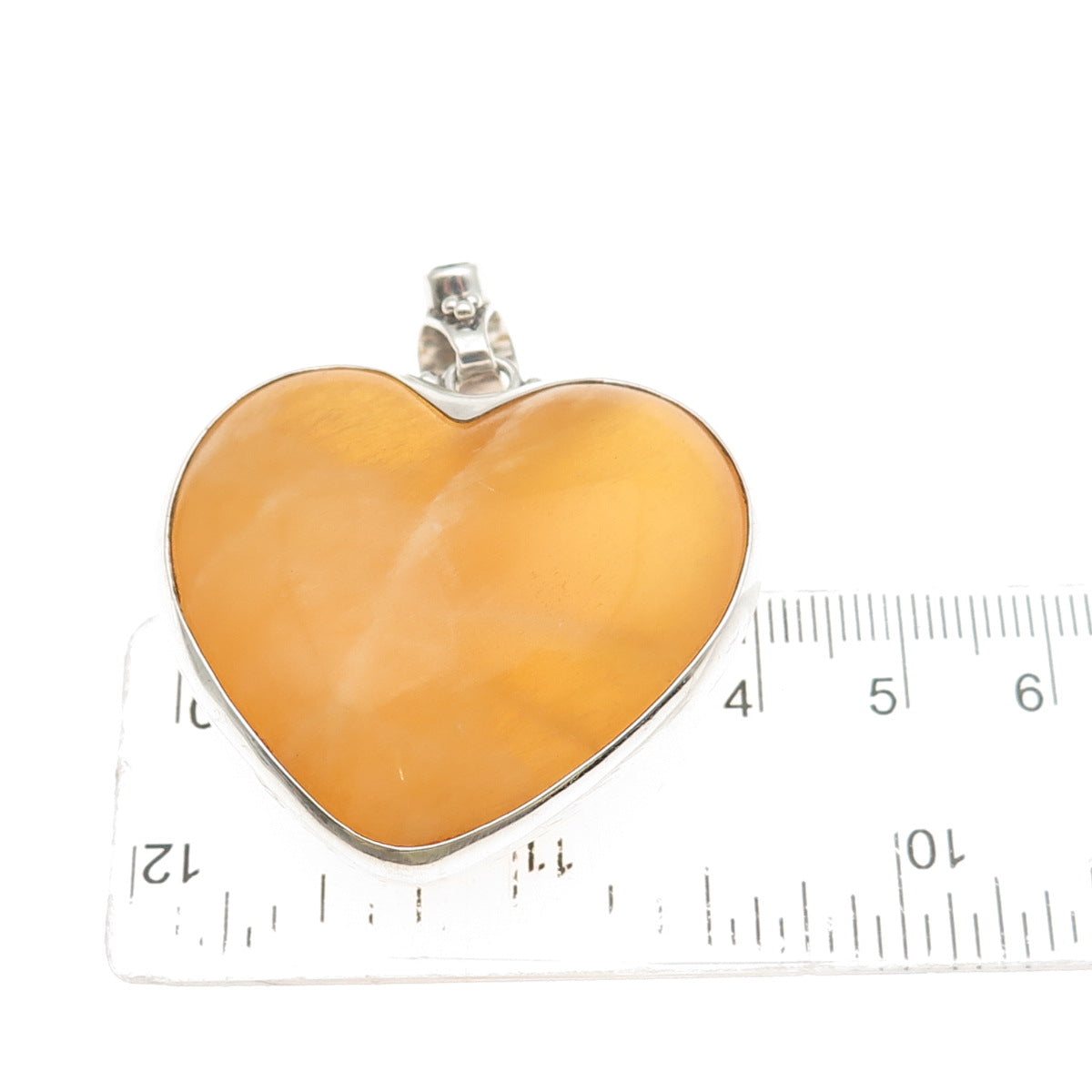 Sajen 925 Sterling Vintage Real Calcite Mystic Quartz Heart Large 36.4g Pendant