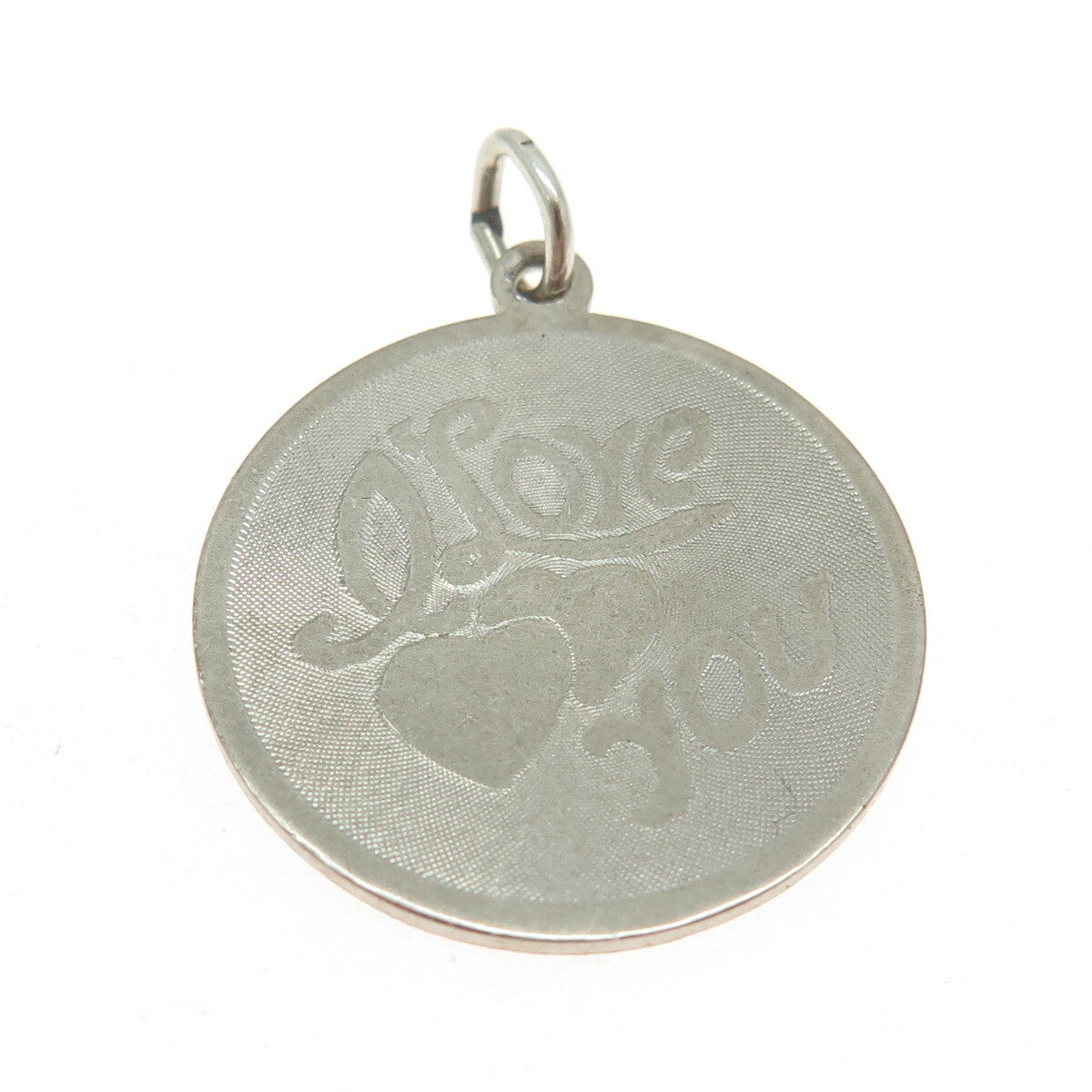 DANECRAFT 925 Sterling Silver Vintage "I Love You" Round Pendant