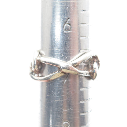 925 Sterling Silver Vintage Knot Modernist Band Ring Size 7