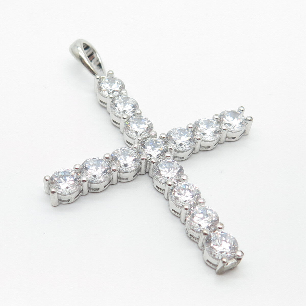 925 Sterling Silver C Z Cross Pendant
