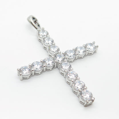 925 Sterling Silver C Z Cross Pendant
