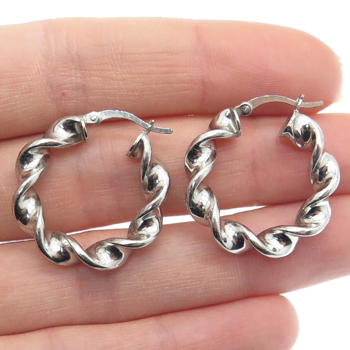 HANIN 925 Sterling Silver Twisted Hinged Hoop Earrings