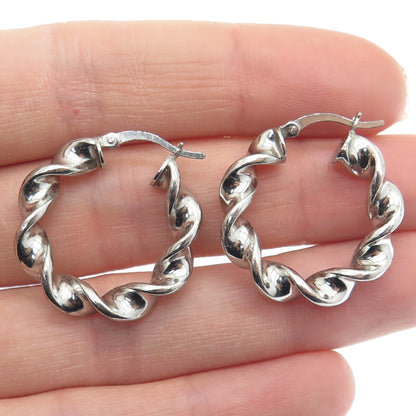 HANIN 925 Sterling Silver Twisted Hinged Hoop Earrings