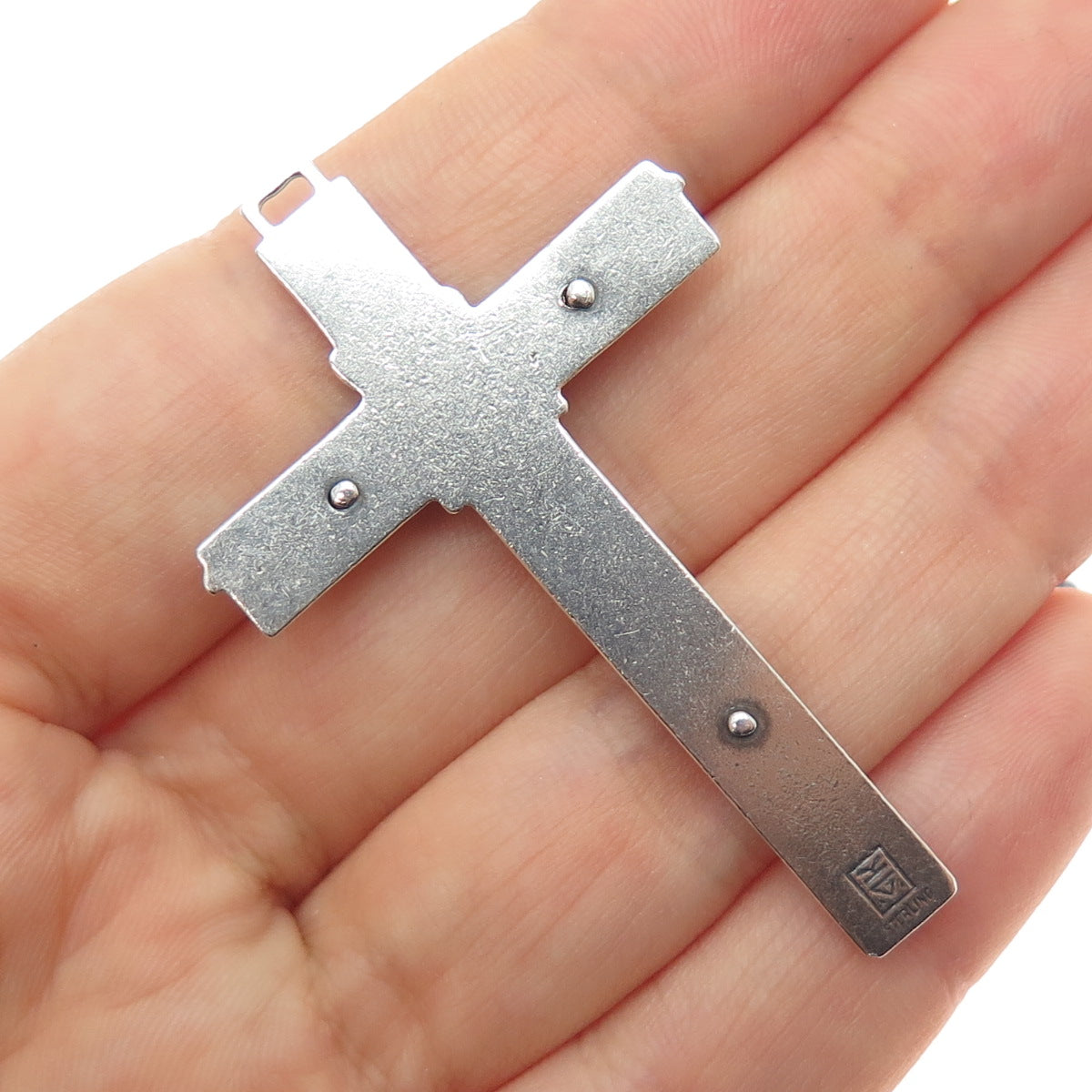 925 Sterling Silver Vintage Crucifix Cross Oxidized Charm Pendant