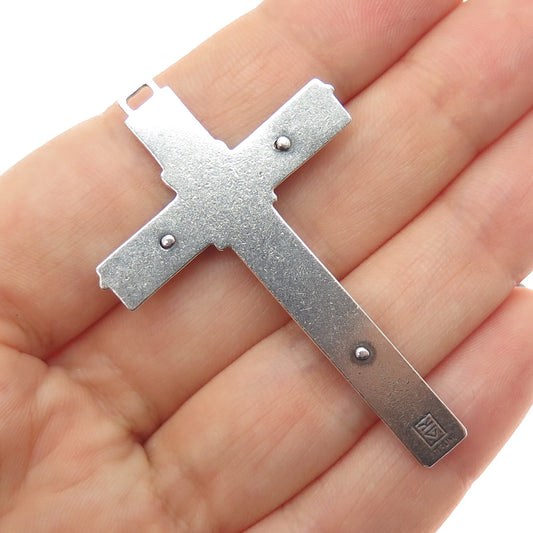 925 Sterling Silver Vintage Crucifix Cross Oxidized Charm Pendant