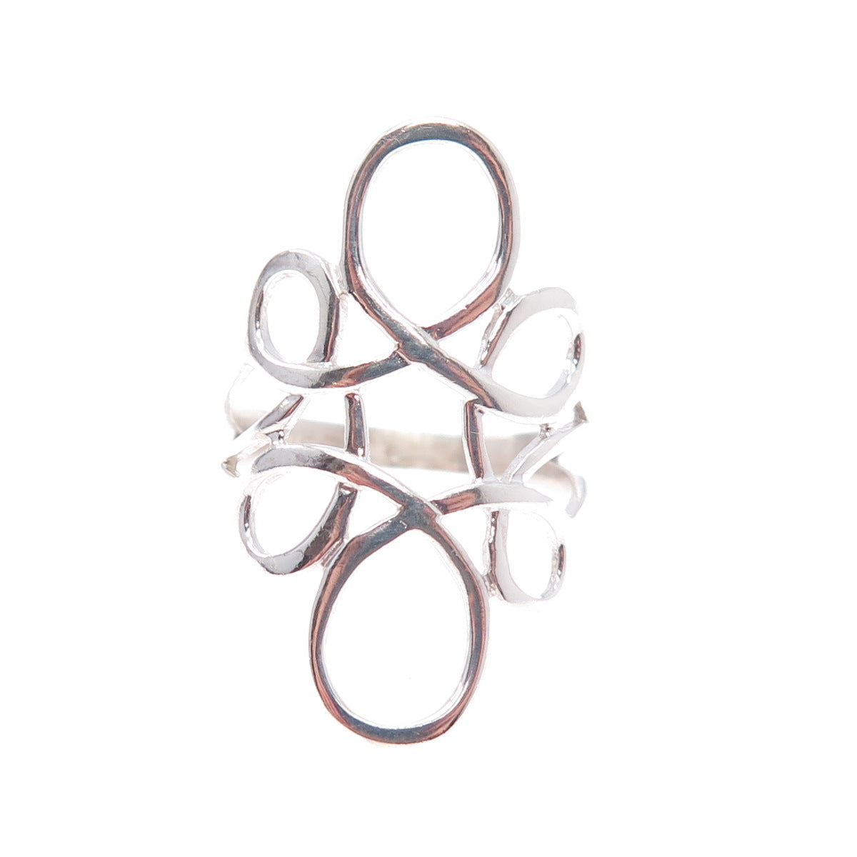 925 Sterling Silver Vintage Modernist Flower Ring Size 6.5