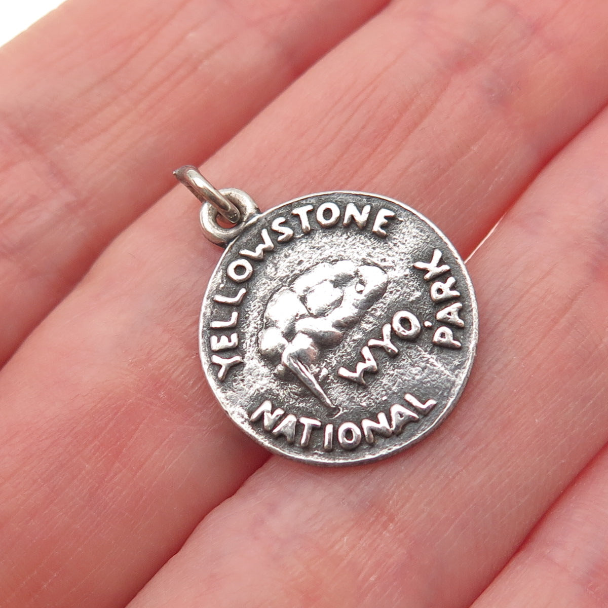 925 Sterling Silver Vintage Yellowstone National Park Mini Charm Pendant