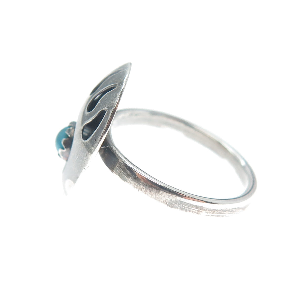 925 Sterling Silver Vintage Southwest Turquoise Snake Eye Bear Paw Ring Size 5