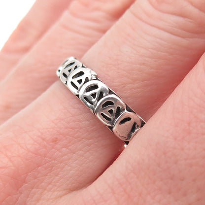925 Sterling Silver Vintage Alcoholics Anonymous Oxidized Band Ring Size 9