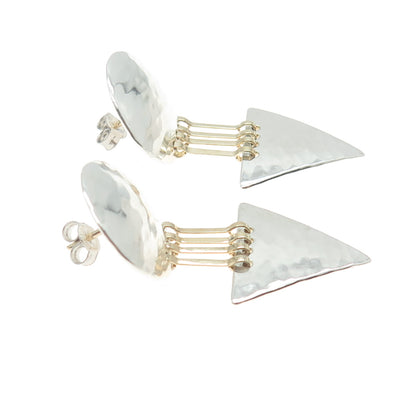 JESS + IAN 925 Sterling Silver 14K Gold Vintage Hammered Modernist Earrings