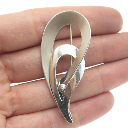 BEAU 925 Sterling Silver Vintage Interlocked Teardrop Modernist Pin Brooch