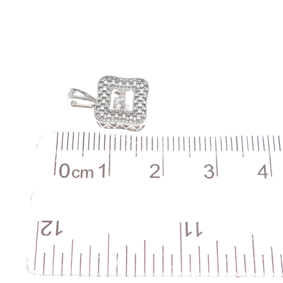 925 Sterling Silver Round-Cut Shaped C Z Square Minimalist Pendant