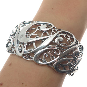 CAROLYN POLLACK Sterling Silver Vintage Swirl Modernist Adjustable Bracelet 6.5"