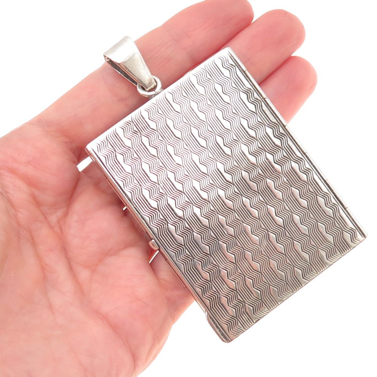 800 Silver Antique Art Deco Italy Picture Frame Case Large Pendant