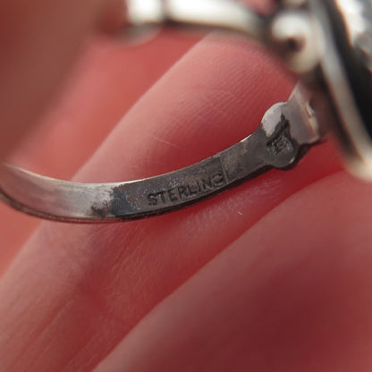 Bell Trading Post Old Pawn 925 Sterling Silver Vintage Hematite Ring Size 5.5