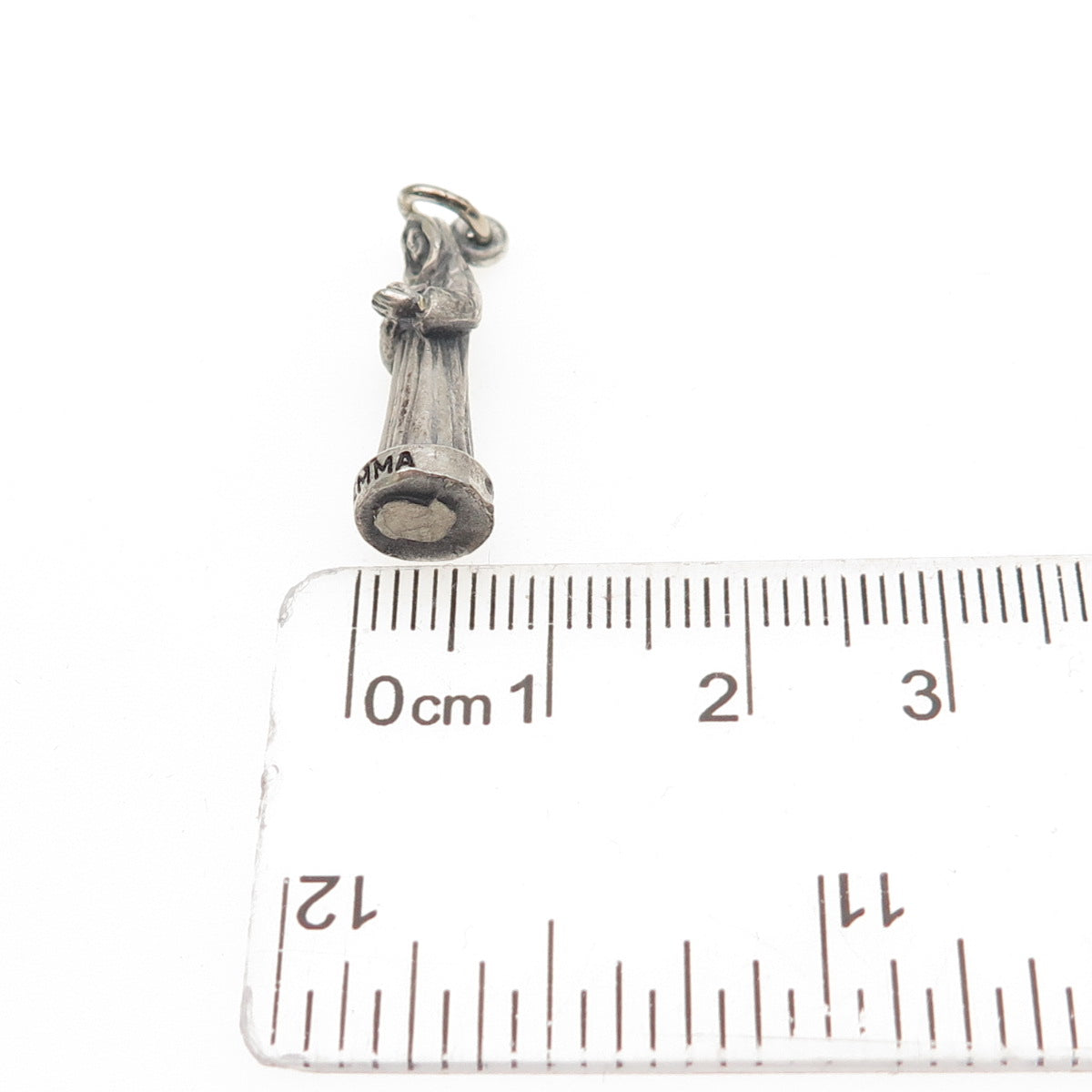 CREED 925 Sterling Silver Antique Art Deco St. Emma Oxidized Mini Charm Pendant