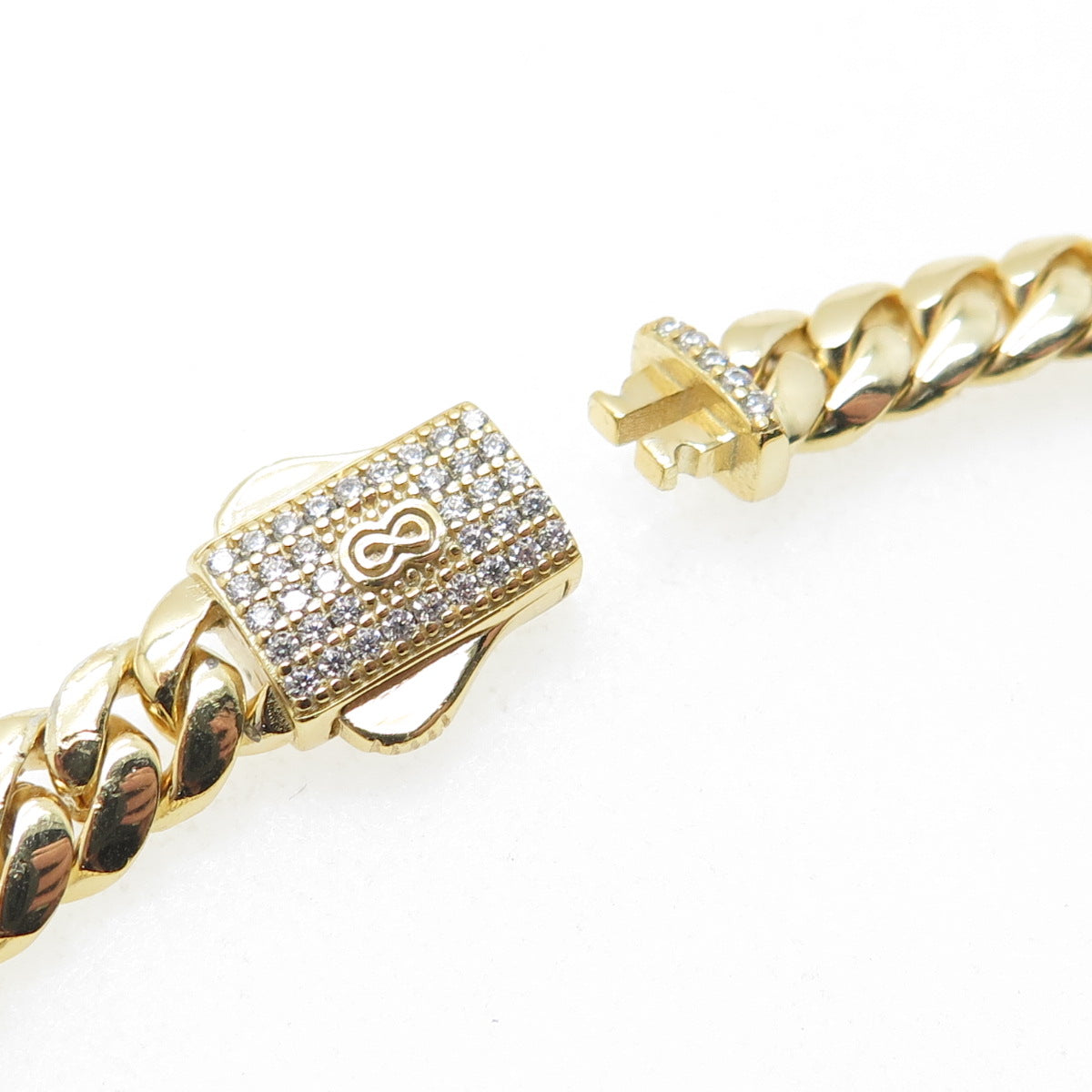 SUPERIOR GOLD 925 Sterling Silver Round-Cut C Z Cuban Link Bracelet 6.5"