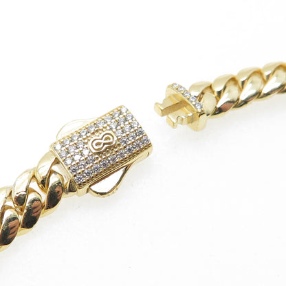 SUPERIOR GOLD 925 Sterling Silver Round-Cut C Z Cuban Link Bracelet 6.5"