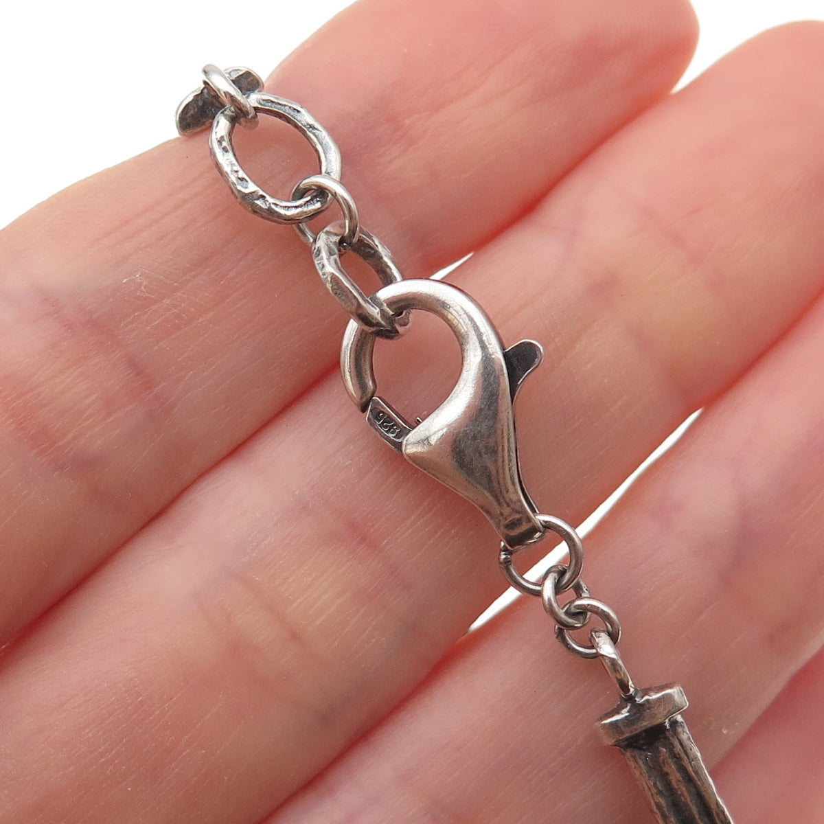Silpada Sterling Silver Vintage Modernist Knot Oxidized Bar Link Bracelet 7.5"
