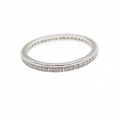 925 Sterling Silver Round-Cut C Z Stackable Eternity Band Ring Size 6.25