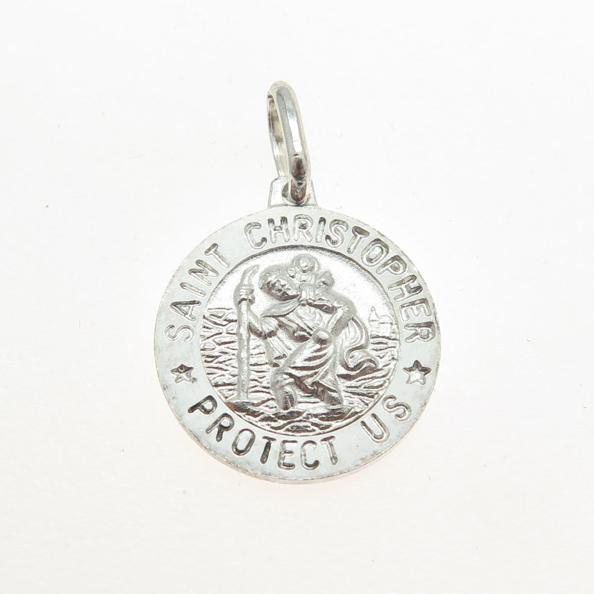 BSI 925 Sterling Silver Vintage Italy St. Christopher Religious Charm Pendant